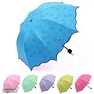 Astrometric Triple Folding Mini Blossom Magic Compact Umbrella for Girls and Women For Rainy and Summer Season, 1 pcs (Random Multicolor)-thumb0