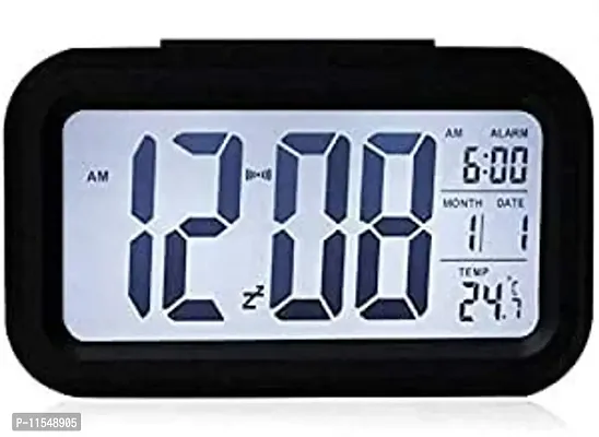 Mbuys Mall Smart Backlight Battery Operated Alarm Table Clock with Automatic Sensor, Date & Temperature