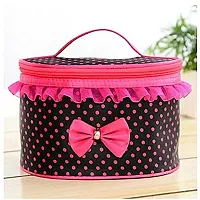 Mbuys MallBow Storage Bag-Cosmetics Organizer/Toiletry Bag Bow Tie Dot Women Multifunction Travel Makeup Case Pouch Toiletry Organizer-thumb1