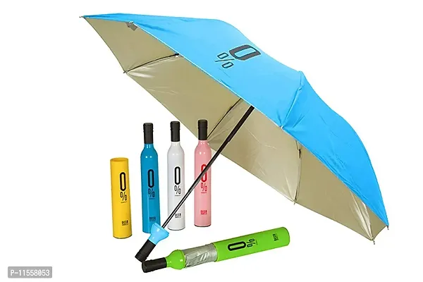 Mbuys Mall Unique Double Layer Folding Portable Wine Bottle Umbrella with Bottle Cover for UV Protection & Rain 110cm for Women & Men (Color As Per Availability)(Multi Color)-thumb3