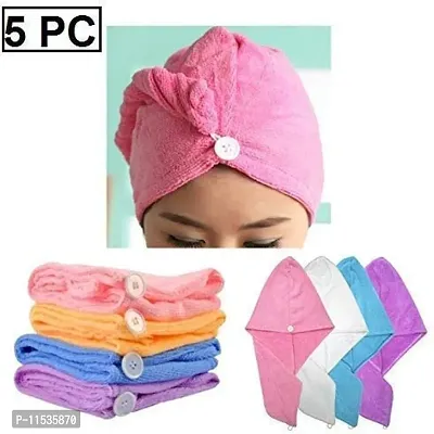 Mbuys Mall Hair Towel Wrap Absorbent Towel ( 5 pcs) set Hair-Drying Quick Dry Shower Caps Bathrobe Magic Hair Warp Towel Super Quick-Drying Microfiber Bath Towel Hair Dry Cap Salon Towel, Multi Colour (5pcs ste)-thumb3