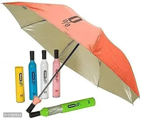 Mbuys Mall Double Layer Folding Portable Wine Bottle Umbrella with Bottle Cover for UV Protection  Rain (110cm) (Design  Multi-Color As Per Availability)-thumb0