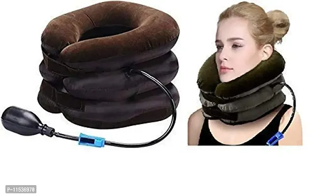 Mbuys Mall Tractors for Cervical Spine 3 Layers Neck Rest Support Massagers Comfort Pneumatic Air Bag Three Tier Inflatable Pillow Use in Home Car Or Office-thumb3