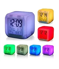 Mbuys Mall 7 Colour Changing LED Digital Alarm Clock with Date, Time, Temperature for Office Bedroom-thumb2