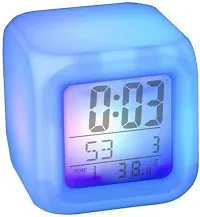 Mbuys Mall 7 Colour Changing LED Digital Alarm Clock with Date, Time, Temperature for Office Bedroom-thumb3