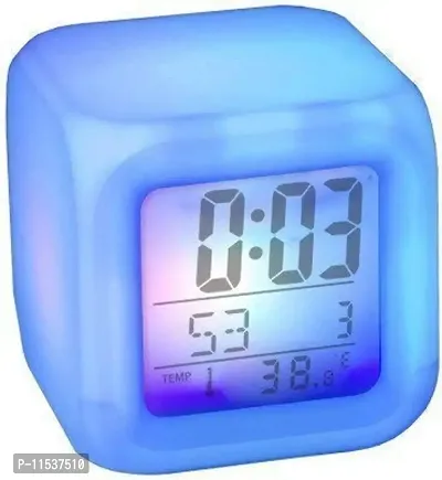 Mbuys Mall 7 Colour Changing LED Digital Alarm Clock with Date, Time, Temperature for Office Bedroom-thumb4