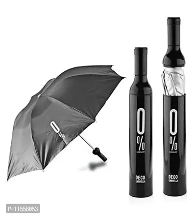 Mbuys Mall Unique Double Layer Folding Portable Wine Bottle Umbrella with Bottle Cover for UV Protection & Rain 110cm for Women & Men (Color As Per Availability)(Multi Color)-thumb2