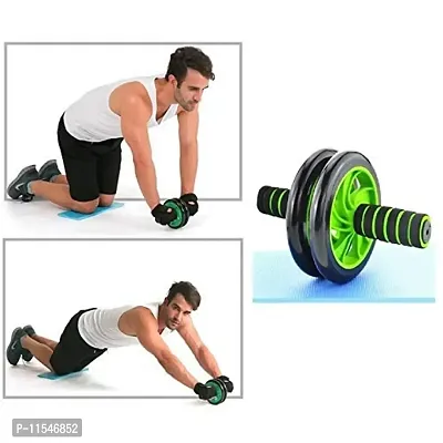 Mbuys Mall Anti Skid Double Wheel Total Body AB Roller Exerciser for Abdominal Stomach Exercise Training with Knee Mat Steel Handle, Roller for Exercise, Excersice Roller-thumb4