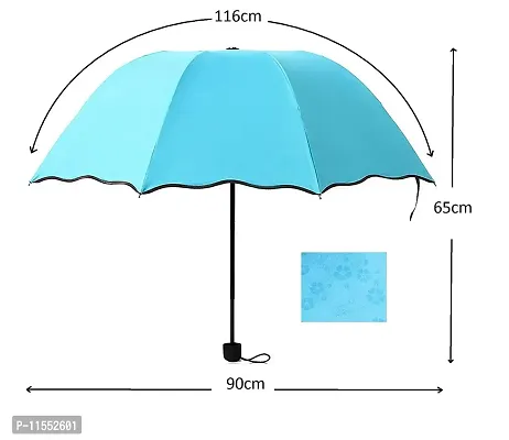 Unisex Changing Secret Blossoms Occur with Water Magic Print 3 Fold Umbrella for UV, Sun and Rain (Random Colour)-thumb3