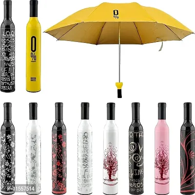 Mbuys Mall Double Layer Folding Portable Wine Bottle Umbrella with Bottle Cover for UV Protection  Rain (110cm) (Design  Multi-Color As Per Availability)-thumb2