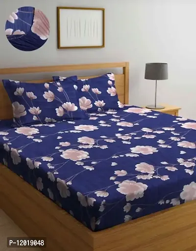 Classic Glace Cotton Printed Double Bedsheet with Pillow Covers-thumb0