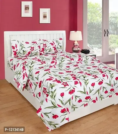 Classic Polycotton Printed Double Bedsheet with Pillow Covers-thumb0