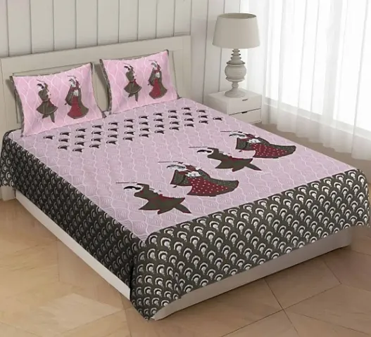 Cotton Printed Double Bedsheet with 2 Pillow Covers