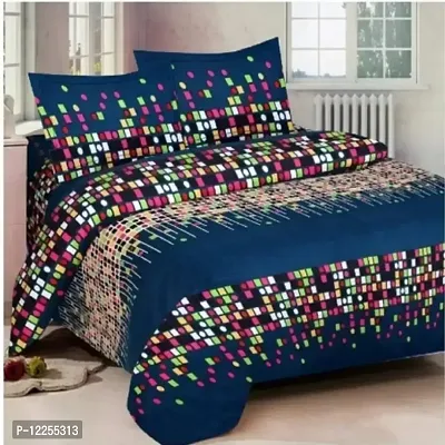 Classic Polycotton Printed Double Bedsheet with Pillow Covers