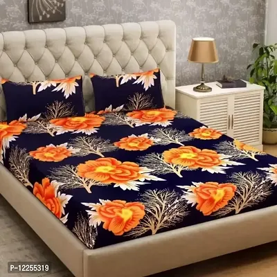 Classic Polycotton Printed Double Bedsheet with Pillow Covers