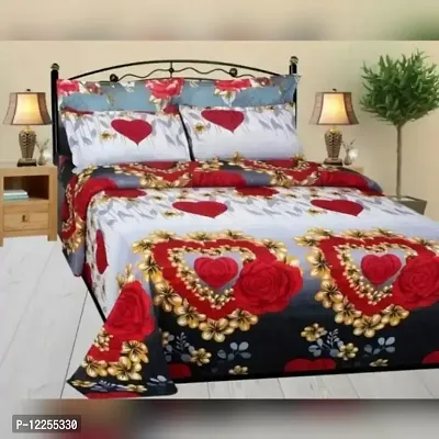 Classic Polycotton Printed Double Bedsheet with Pillow Covers-thumb0