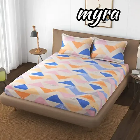 Printed Glace Cotton Double Bedsheet with Pillow Cover