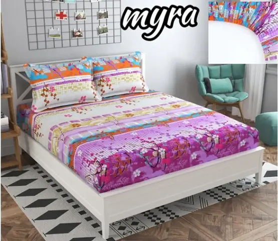 Printed Glace Cotton Double Bedsheet with Pillow Cover