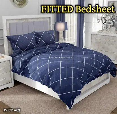 NEWTOWN Attractive 1 GoldFitted Bedsheet With 2 Pillow Covers