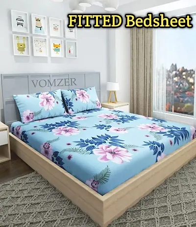 Printed Glace Cotton Double Bedsheet with Pillow Cover