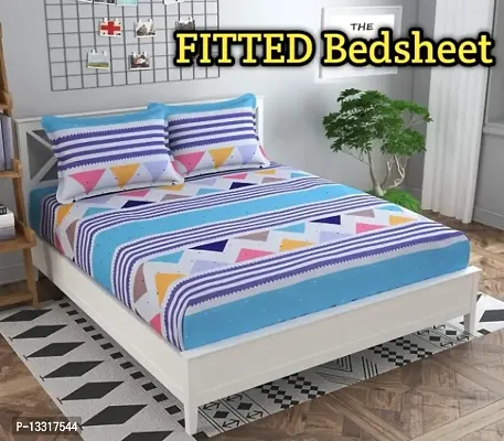 NEWTOWN Attractive 1 GoldFitted Bedsheet With 2 Pillow Covers