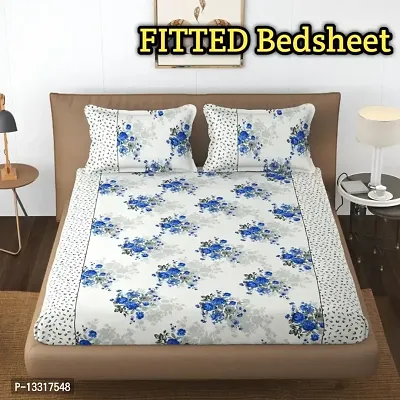 NEWTOWN Attractive 1 GoldFitted Bedsheet With 2 Pillow Covers