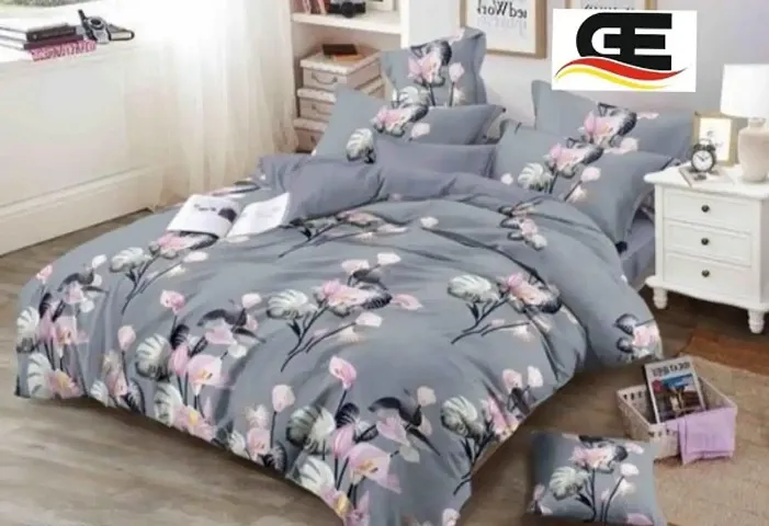 Printed Glace Cotton Double Bedsheet with Pillow Cover