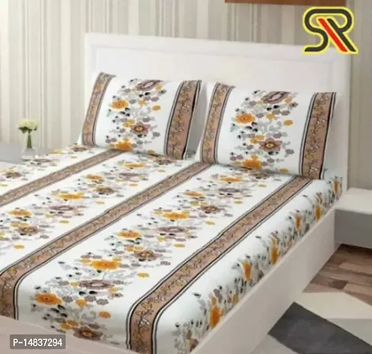 Comfy all corner fully Elastic 1 Double bedsheet with 2 pillow covers fit for 6 inches mattress-thumb0