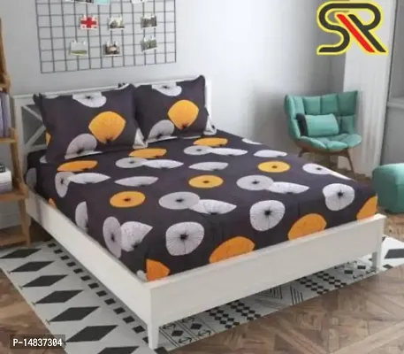 Comfy all corner fully Elastic 1 Double bedsheet with 2 pillow covers fit for 6 inches mattress