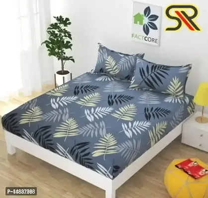 Comfy all corner fully Elastic 1 Double bedsheet with 2 pillow covers fit for 6 inches mattress