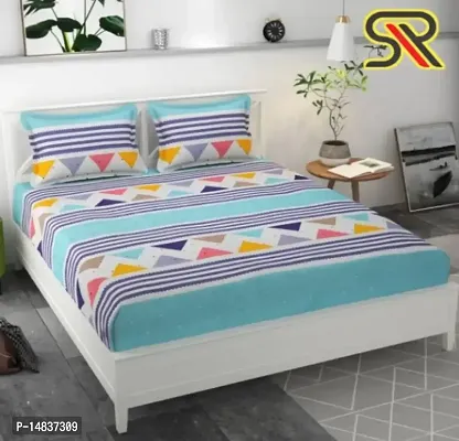 Comfy all corner fully Elastic 1 Double bedsheet with 2 pillow covers fit for 6 inches mattress-thumb0