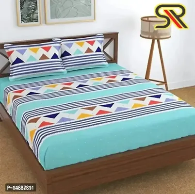 Comfy all corner fully Elastic 1 Double bedsheet with 2 pillow covers fit for 6 inches mattress-thumb0