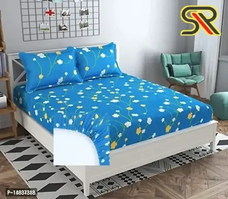 Comfy all corner fully Elastic 1 Double bedsheet with 2 pillow covers fit for 6 inches mattress-thumb0