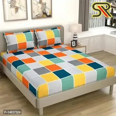 Comfy all corner fully Elastic 1 Double bedsheet with 2 pillow covers fit for 6 inches mattress