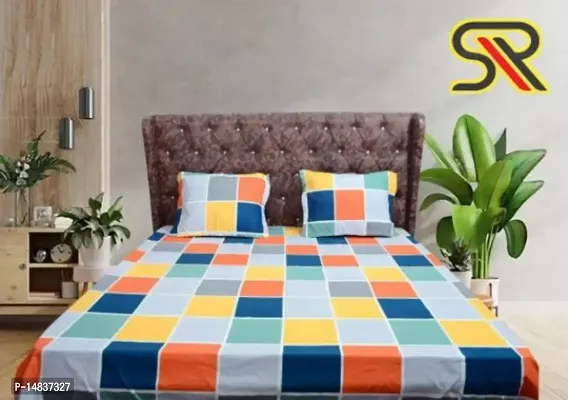 Comfy all corner fully Elastic 1 Double bedsheet with 2 pillow covers fit for 6 inches mattress-thumb0