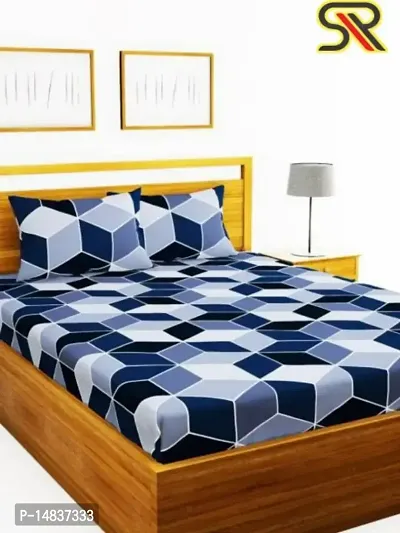 Comfy all corner fully Elastic 1 Double bedsheet with 2 pillow covers fit for 6 inches mattress-thumb0