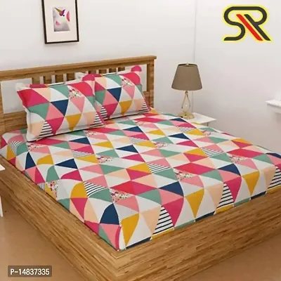 Comfy all corner fully Elastic 1 Double bedsheet with 2 pillow covers fit for 6 inches mattress-thumb0