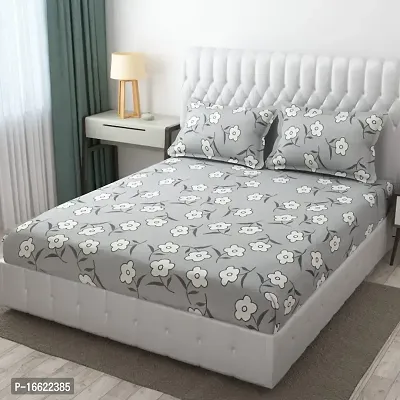 Fancy Glace Cotton Printed Bedsheet with 2 Pillow Covers-thumb0