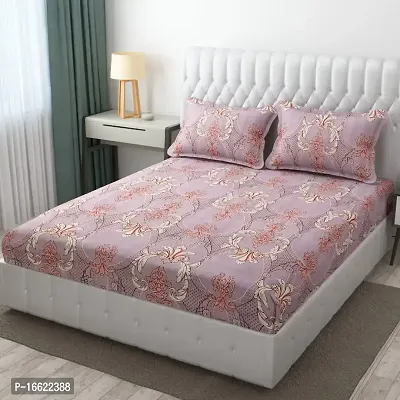 Fancy Glace Cotton Printed Bedsheet with 2 Pillow Covers-thumb0