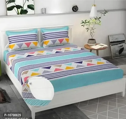 New Town Attractive Fitted 1 Bedsheet 2 Pillow Covers-thumb0