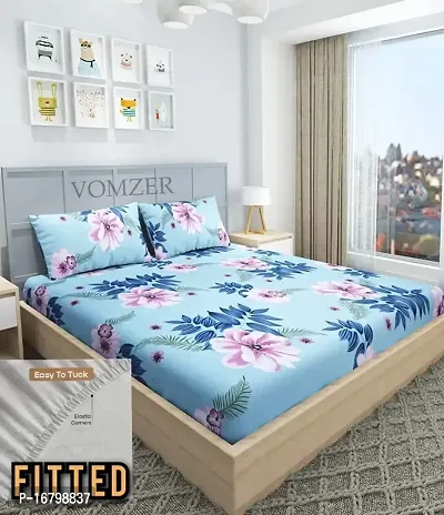 New Town Attractive Fitted 1 Bedsheet 2 Pillow Covers