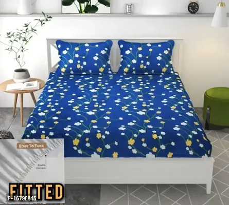 New Town Attractive Fitted 1 Bedsheet 2 Pillow Covers-thumb0