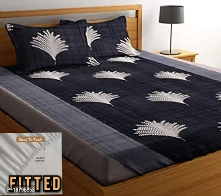 New Town Attractive Fitted 1 Bedsheet 2 Pillow Covers-thumb0