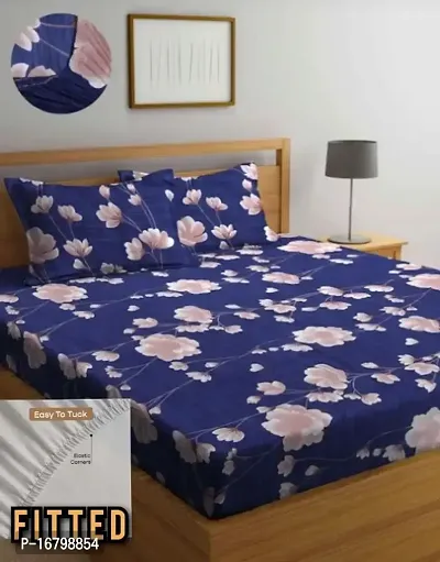 New Town Attractive Fitted 1 Bedsheet 2 Pillow Covers-thumb0