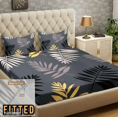 New Town Attractive Fitted 1 Bedsheet 2 Pillow Covers-thumb0