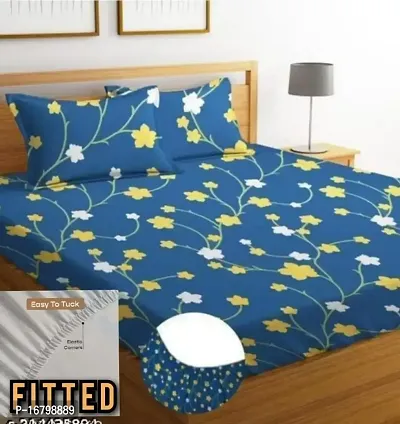 New Town Attractive Fitted 1 Bedsheet 2 Pillow Covers-thumb0