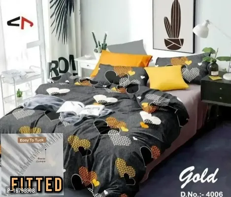 New Town Attractive Fitted 1 Bedsheet 2 Pillow Covers-thumb0