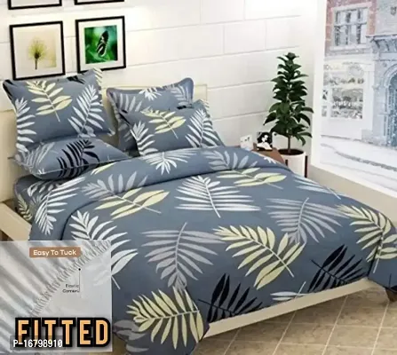 New Town Attractive Fitted 1 Bedsheet 2 Pillow Covers