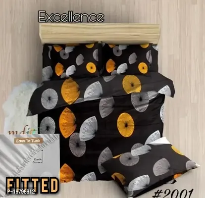 New Town Attractive Fitted 1 Bedsheet 2 Pillow Covers-thumb0