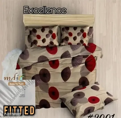 New Town Attractive Fitted 1 Bedsheet 2 Pillow Covers-thumb0